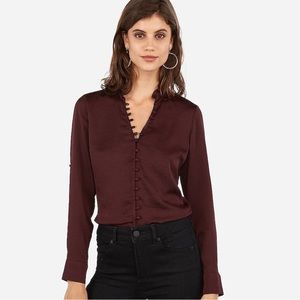 Express Slim Maroon Portofino Shirt